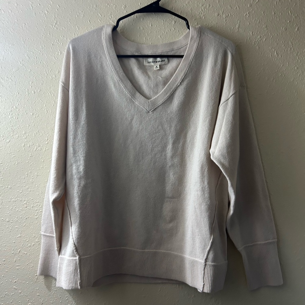 Lucky Brand Cream V-Neck Sweater - Picture 1 of 7